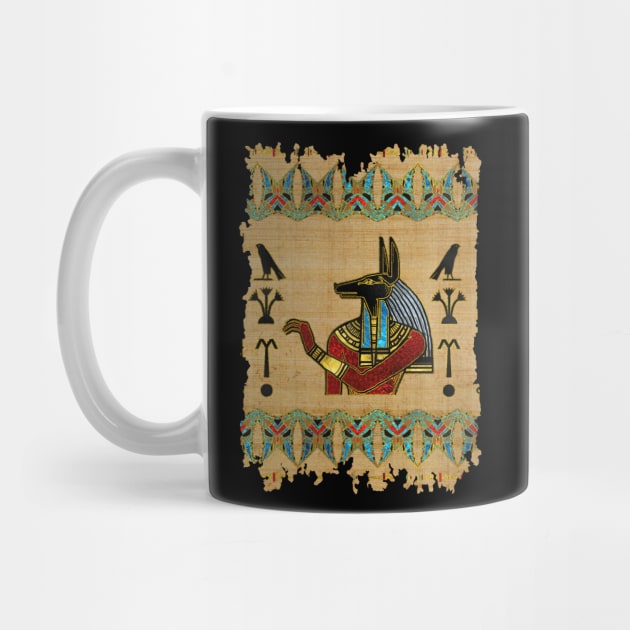 Egyptian Anubis Ornament on papyrus by Nartissima